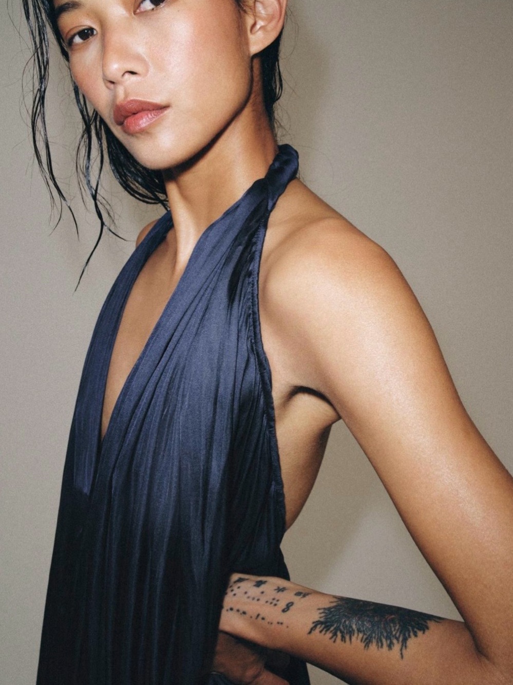 Deep Navy Halter Jumpsuit - Picture 3 of 9
